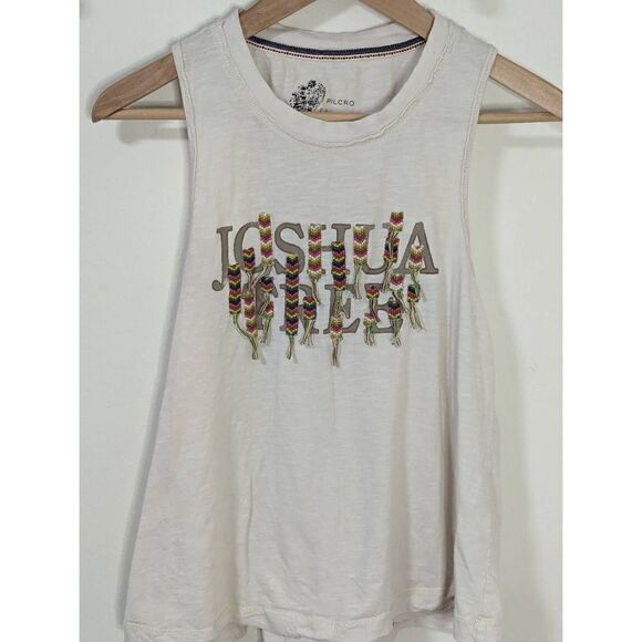 Pilcro Anthropologie Twist Back Joshua Tree Embroidered Tank Top - Size S - Picture 2 of 4